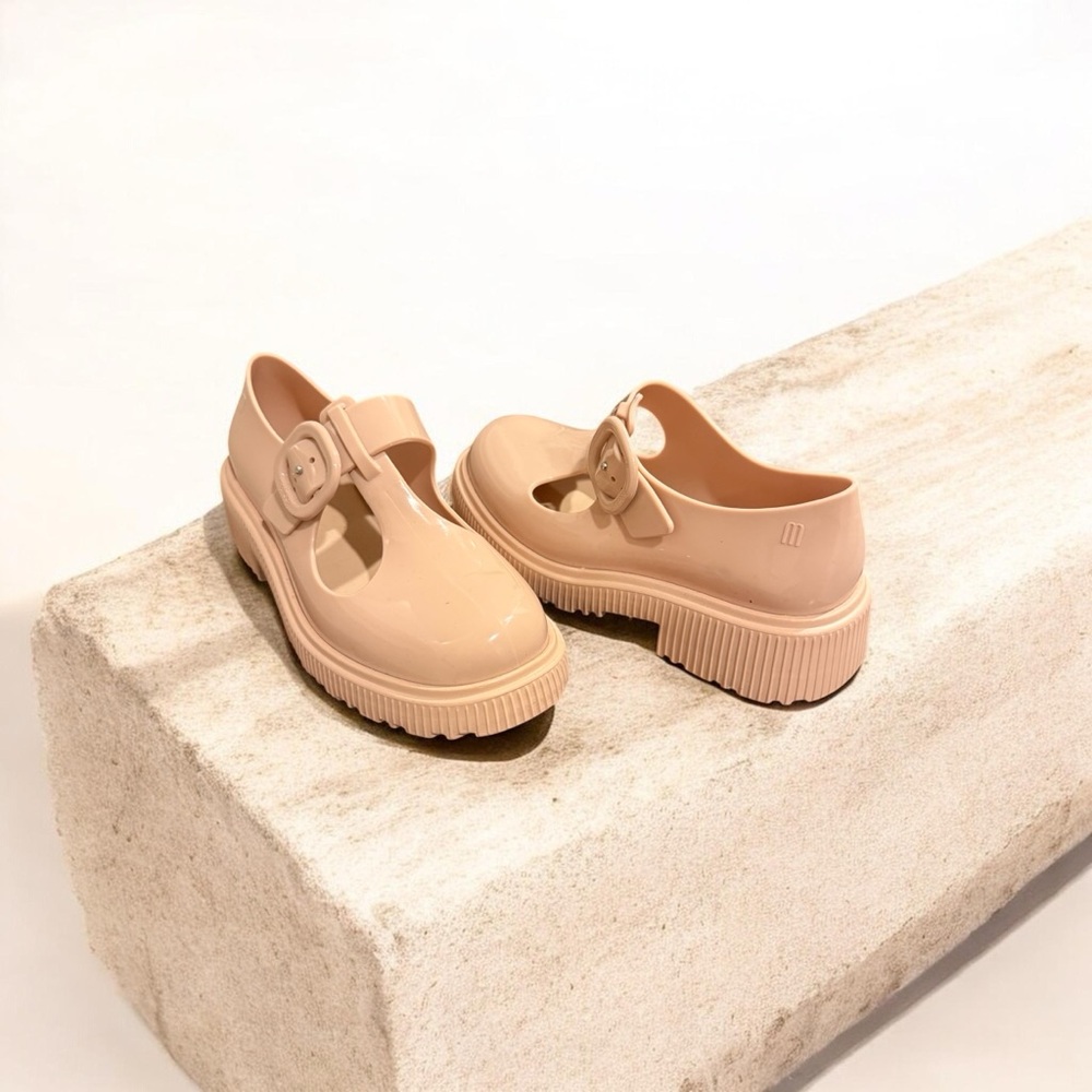 Melissa Beige Flats with Buckle Detail